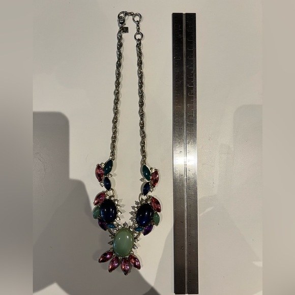 Chunky Jeweled Floral Statement Necklace - Picture 4 of 5